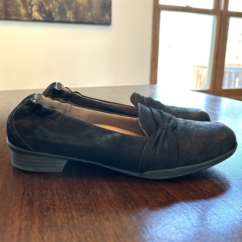 Dansko Black Nubuck Bow Loafer Comfort Shoes EU 38 US 7.5–8
